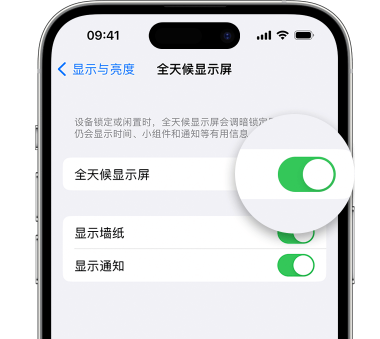 淮阳苹果15预约维修分享iPhone15如何设置全天候显示屏幕可见 